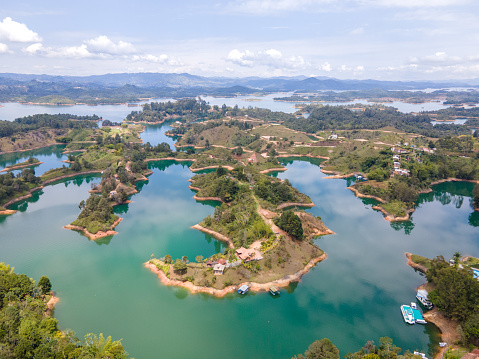 A high angle view of Guatape in Colombia, South America.
