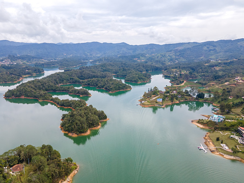 A high angle view of Guatape in Colombia, South America.