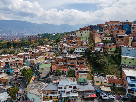 A high angle view of Medellin city in Colombia, South America.