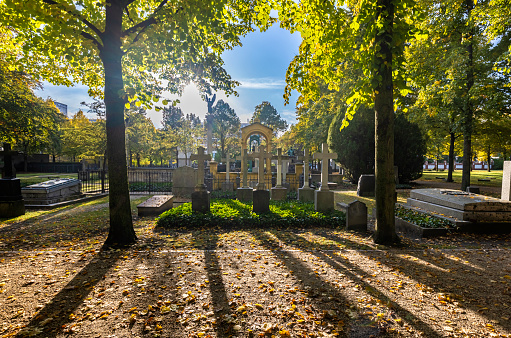 New Orleans, Louisiana, USA - June 24, 2017: Old historical landmark of New Orleans - the cemetery of St. Louis. Ancient tombs and crypts. Sinister legendary abode of voodoo and zombies