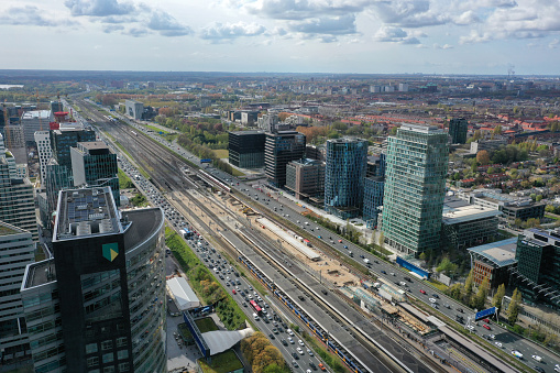 Amsterdam Zuid is a borough of Amsterdam, Netherlands. The borough was formed in 2010. The borough has more than 140'00 inhabitants. The image shows some new office and residential buildings, captured during spring season.