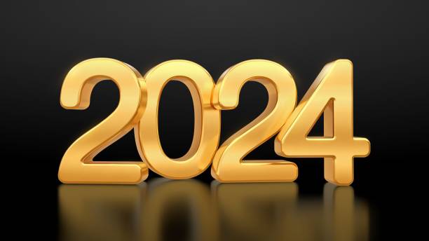 istock Happy New Year 2024. Golden 3D numbers 2024 isolated on black background. Realistic festive metallic luxury gold numbers. Merry Christmas and Happy New Year greeting card. Vector illustration. 1757494603