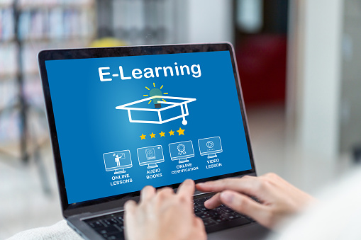 Use Internet Study Human Use Laptop Technology Internet Learning And Study Online Class ...