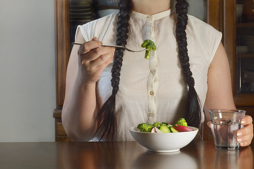 Image for Healthy Eating: Woman Having A Bowl of Salad/Studio Shot