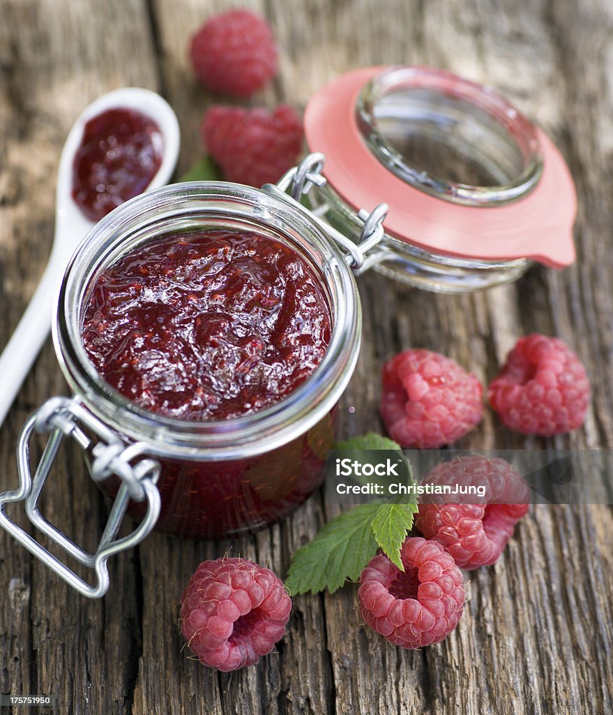 Raspberry jam Raspberry jam in a preserving glass Raspberry Jam Stock Photo