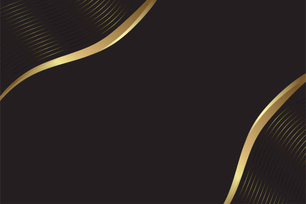 istock A Luxury abstract background with golden ribbon elements and Abstract luxury black and wavy gold lines abstract background. Elegant for magazine, brochure, banner, poster design 1757519603