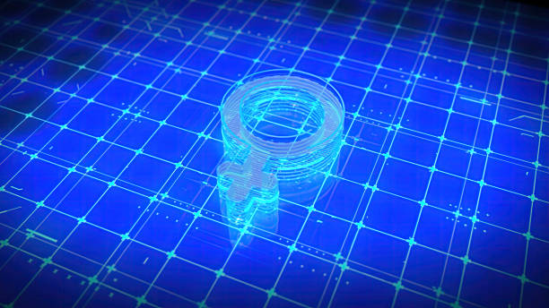 Sex concept, female symbol in digital technological environment