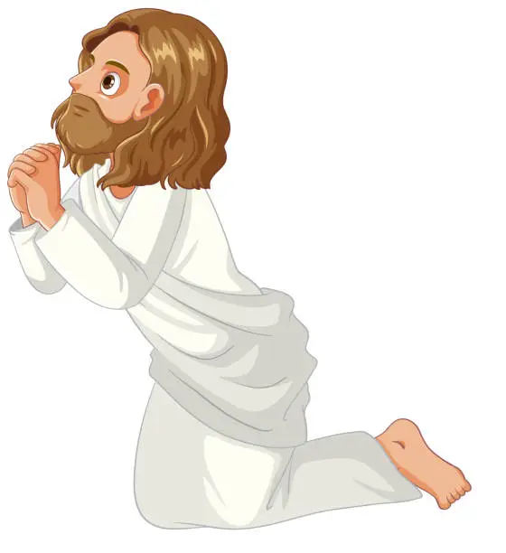 Vector illustration of Jesus Christ in Prayerful Meditation