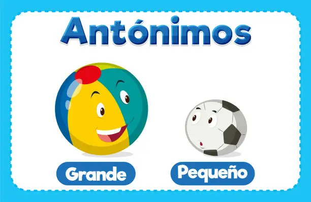 Vector illustration of Spanish Language Education: Grande and Pequeno big and small