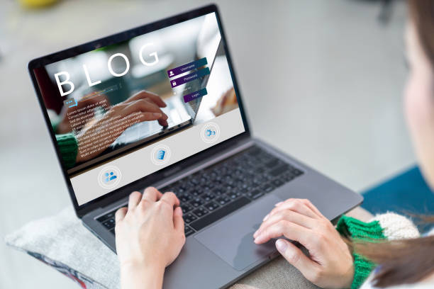 istock Social media online content, freelance worker, working online, content creator, woman using laptop, woman reading blog online on computer at home 1757536380