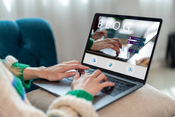 istock Social media online content, freelance worker, working online, content creator, woman using laptop, woman reading blog online on computer at home 1757536771