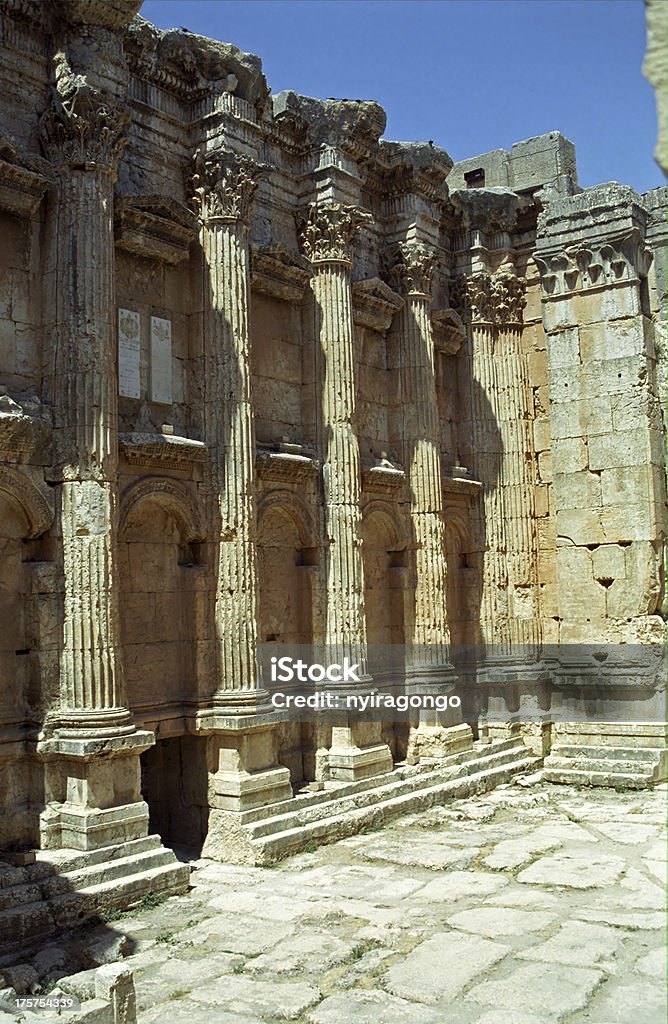 Ruins, Baalbeck, Lebanon One of the most spectacular sight in the Middle-East is the Greek ruined city of Baalbek. Ancient Stock Photo