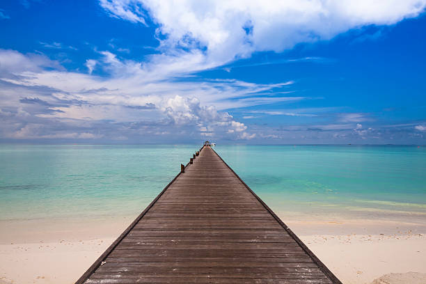 jetty to the horizon stock photo
