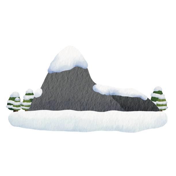 istock Mountain with snow and pine tree in winter seasonal illustration landscape. 1757550181