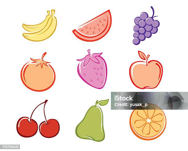 Obst In Farbe Stock Vektor Art und mehr Bilder von Ananas - Ananas, Apfel, Banane