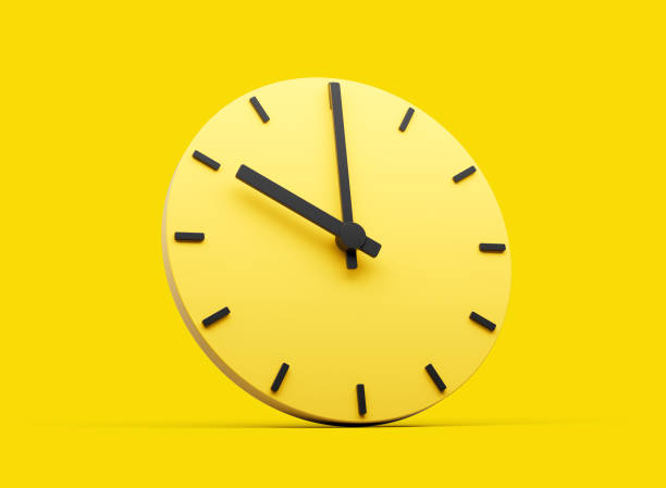 istock 3d Simple Yellow Round Wall Clock 10 O'Clock Ten O'clock On Yellow Background 3d illustration 1757563087