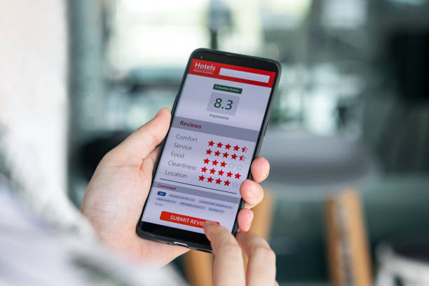 istock Evaluating customer satisfaction with hotel services. female customer using smartphones gave a very good satisfaction rating 1757567177