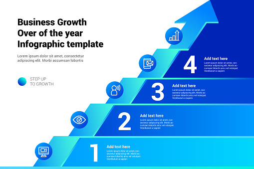 Growth phases organization arrow business development infographic vector illustration