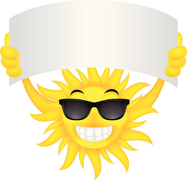 Sun with sign vector art illustration