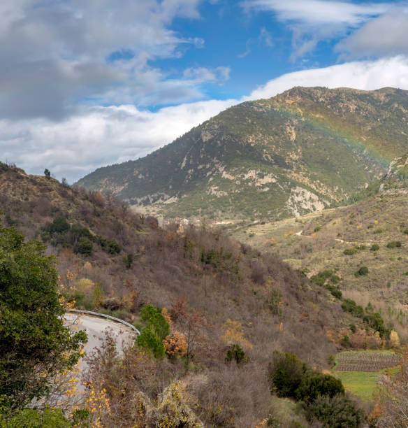 istock The rainbow in the mountains 1757576898