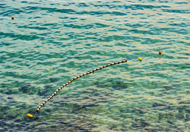 Swimming lane marker in Aegean sea at Toska resort near Kavala town. Greece, Europe.