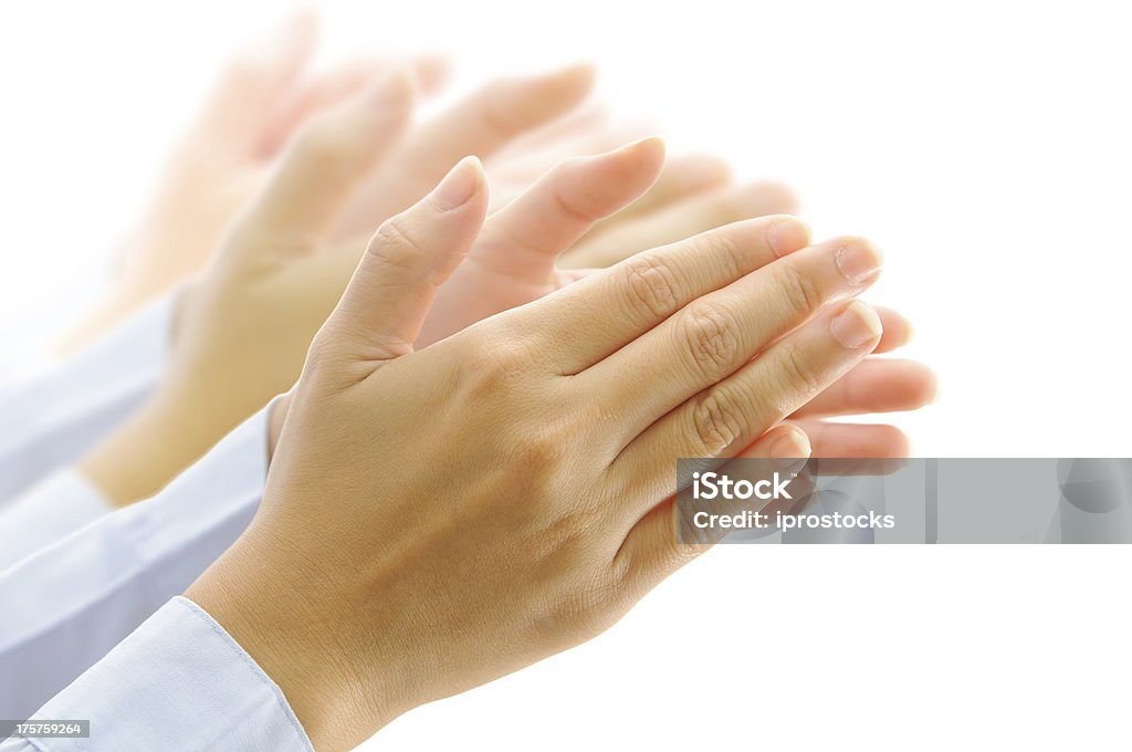 People clapping their hands on white Many business person clapping hands Achievement Stock Photo