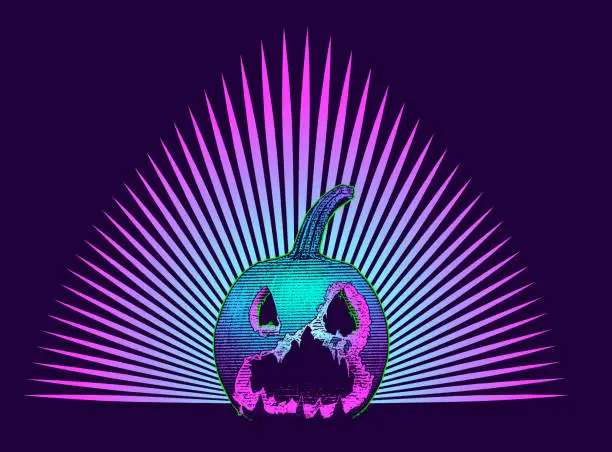 Vector illustration of Spooky Gothic Style Jack O' Lantern