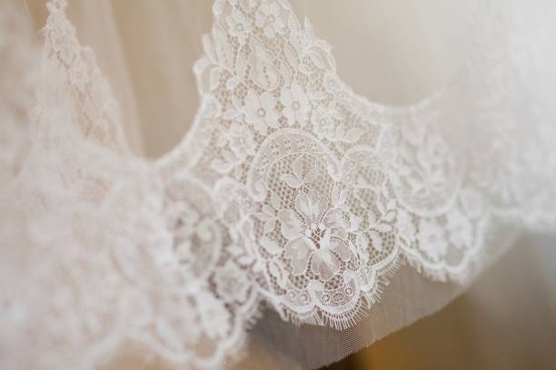 istock Lace and embroidery with beads on fabric 1757609187