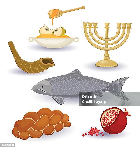 Rosh Hashanah Stock Illustration - Download Image Now - Shofar, Apple - Fruit, Building Exterior