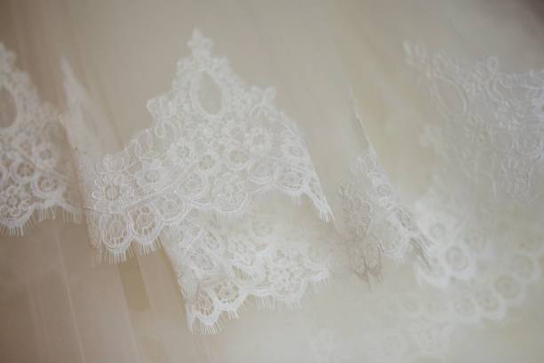 istock Lace and embroidery with beads on fabric 1757614904