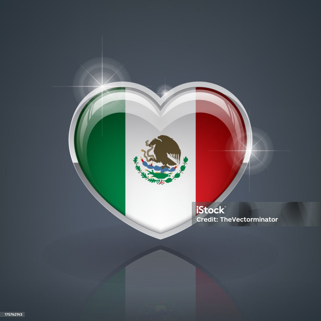 Mexico Glossy heart shape flags of the Worlds: United Mexico States (part of the Heart flags) Black Color stock vector