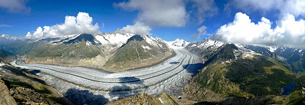 el aletsch y fiecher de los glaciares - aletsch glacier fotografías e imágenes de stock