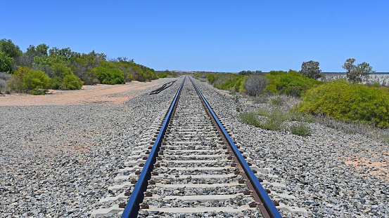 Railway line in the outback of Australia
