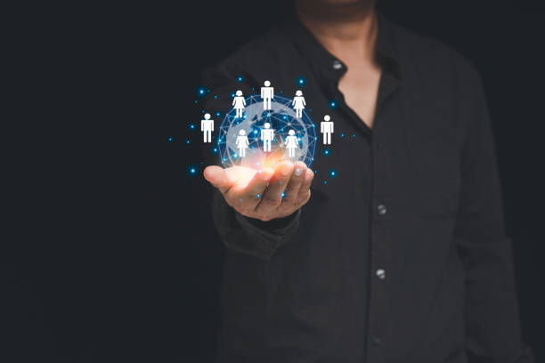 istock Digital marketing online. Customer relationship management or CRM and Human resources management recruitment employment headhunting 1757651191