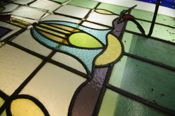 istock Restoring an old stained glass church window 1757652664
