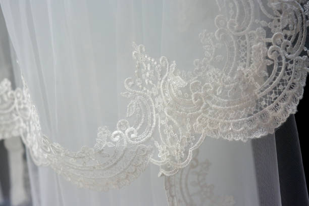istock Lace and embroidery with beads on fabric 1757653324