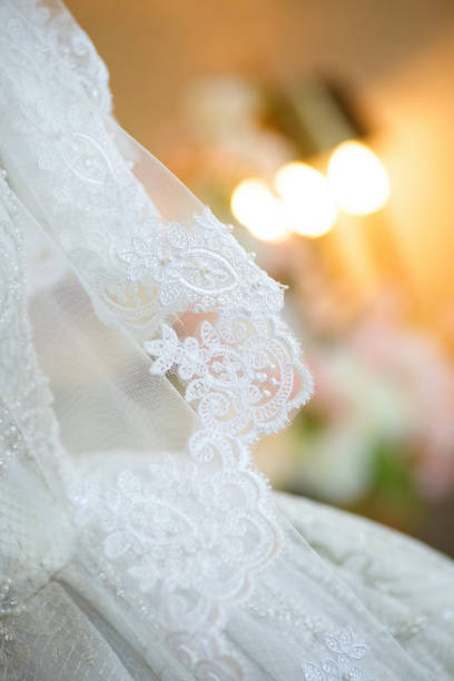 istock Lace and embroidery with beads on fabric 1757653842