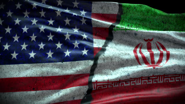 United States of America and Iran waving