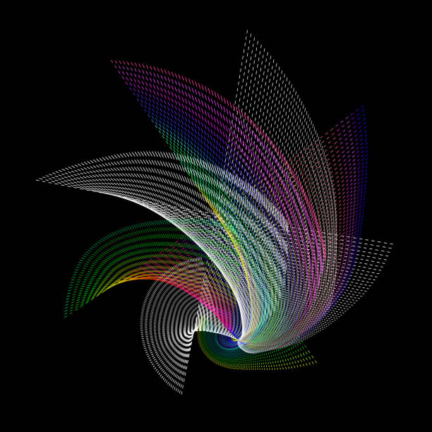 Fantasy flower in all colors, isolated on black