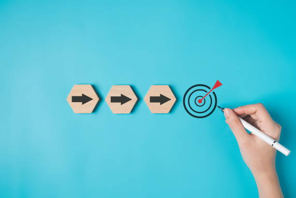 istock Target objective goal and arrow sign on background, Successful project plan, Business strategy planning management, Business goal, Innovation and inspiration for creativity idea thinking 1757686611
