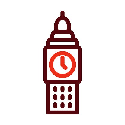 Big Ben Vector Thick Line Two Color Icons For Personal And Commercial Use.