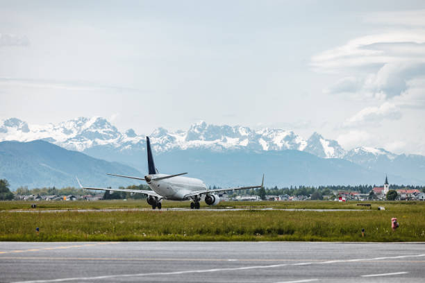 istock Commercial Airplane Moving Towards A Runway 1757717807