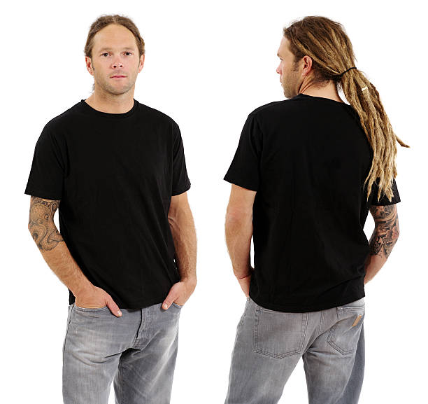 istock Male with blank black shirt and dreadlocks 175772729