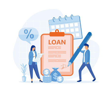 Loan restructuring concept. Credit refunding with reduced interest rate. flat vector modern illustration