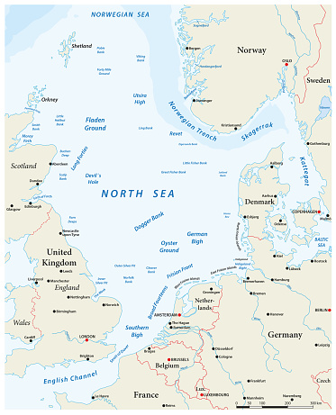 Map of the North Sea basin and surrounding countries