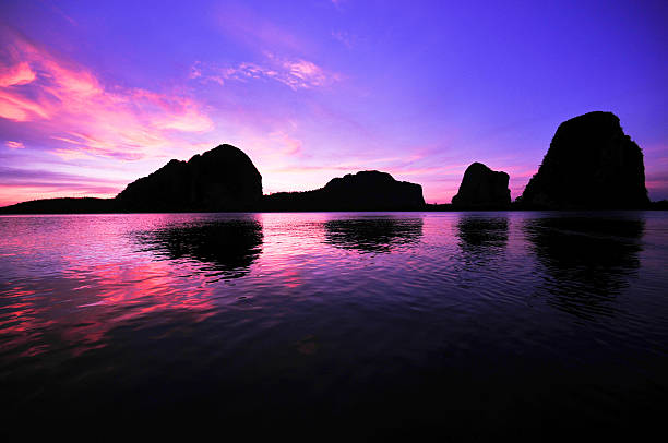 beautiful silhouette sunset at tropical sea