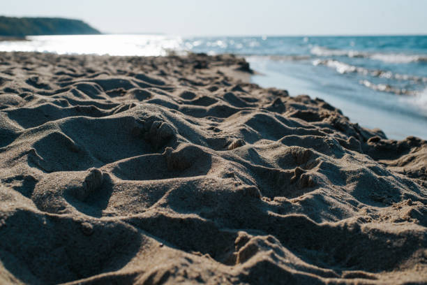 istock Close-up beach, sand and sea low angle view 1757762096