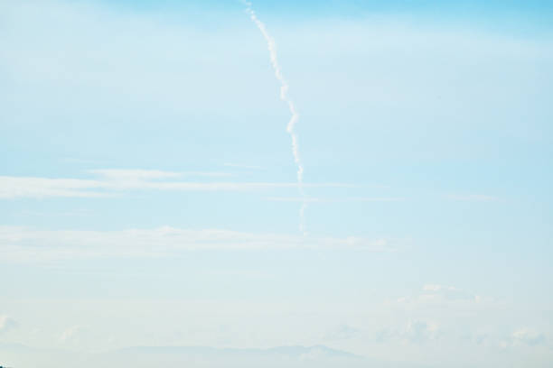 istock Landscape of rocket clouds remaining in the sky 1757765445