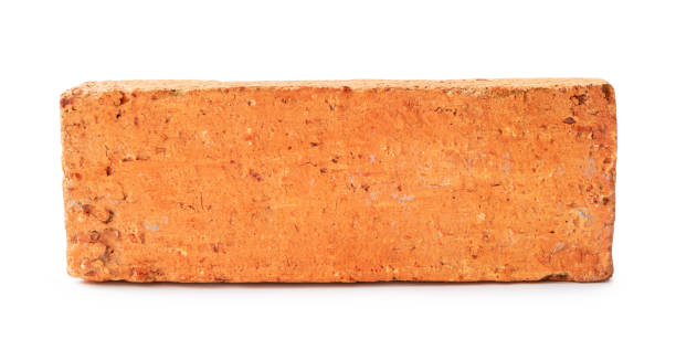 istock Single cracked old red or orange brick isolated on white background with clipping path 1757775557