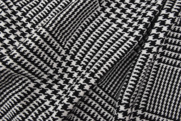 istock Black with white cage fabric or cloth textile for clothes. 1757779837